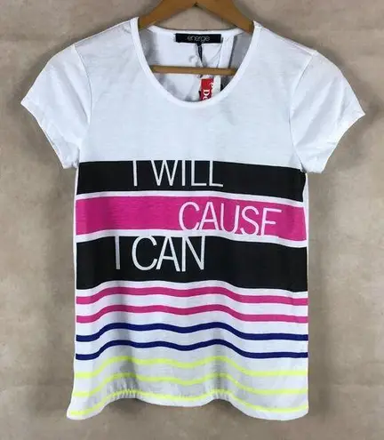 Energie White Semi Sheer Graphic Workout Tee NWT SMALL