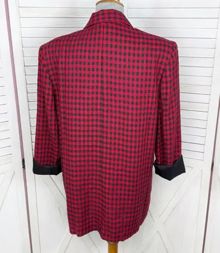Vintage Chad Stevens Buffalo Check Long Boyfriend Blazer Red Black 12