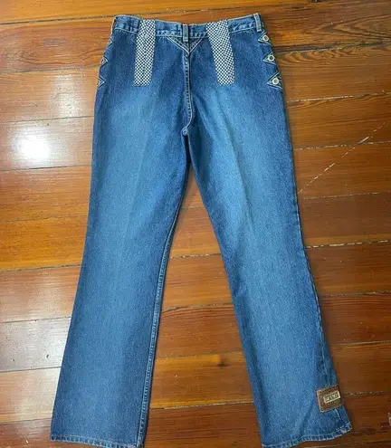 LawMan Vintage Western Denim Button & Stitch Rodeo Star Accented Jeans Sz 32