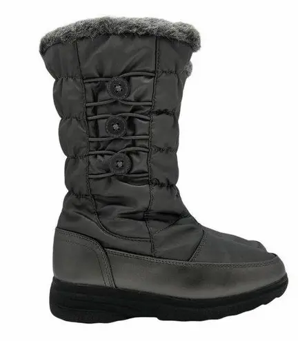 Aqua Stop Mongoose Winter Boots Faux Fur Lined Side Zipper Gray Size 7