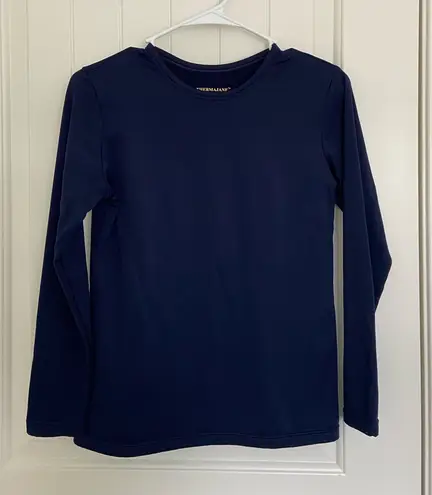 EUC THERMAJANE women’s navy blue fleece lined warm under base layer shirt small