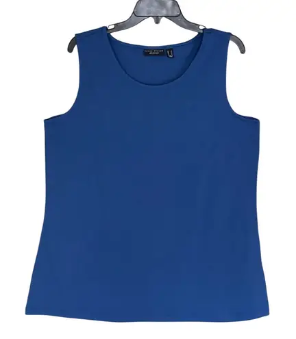 Susan Graver Weekend Size Large Blue Scoop Neck Cotton Modal Sleeveless Tank Top