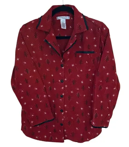 Ellen Tracy Pajama Set Womens Tree Star Red Black Christmas. Womens Size Small.