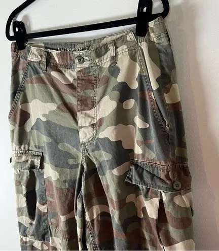 American Eagle Baggy Cargo Pants Camo Tapered Button Fly Pockets Size 12