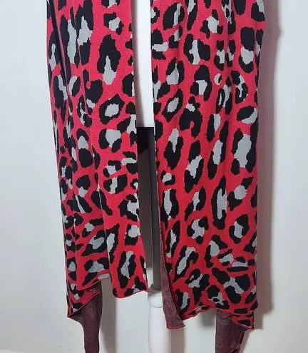 Colleen Lopez Red Leopard Print Open Front Shrug Size XL/1X Red Leopard Cardigan - Image 4