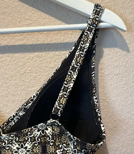 Nip Tuck Women’s Slimming Swimsuit One Piece Black Gold Tan White Size 6