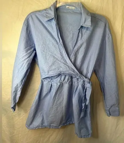 Bershka Denim faux wrap dress mini size small