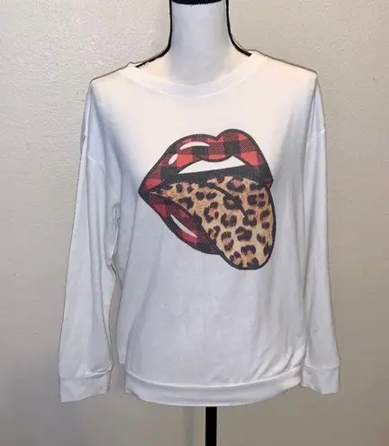 Phil Love white lips kiss tongue sexy lightweight sweatshirt