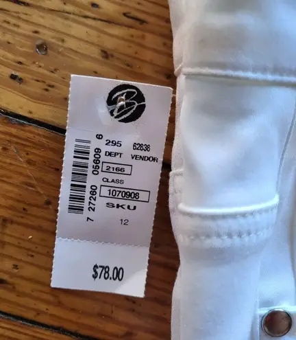 Premise Asymmetric Lace Hem Detail Capri Pants Cotton Blend White Size 12