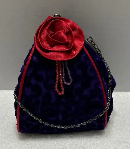 Chic Red and Purple Clutch with Chain Strap
