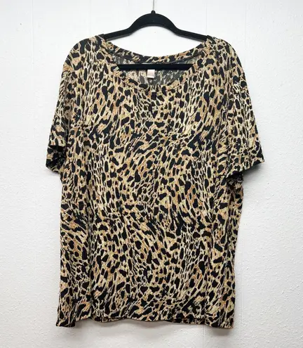 White Stag Animal Print Top Women 4X Casual Stretch Workwear Party Event Evening