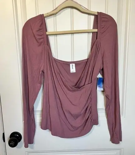 Abound  Womens Top Pink Long Sleeve‎ Faux Wrap size Large