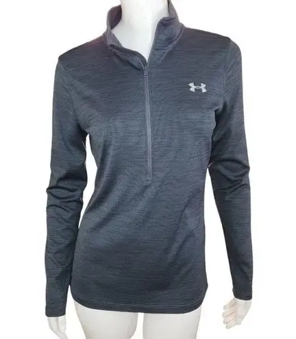 Under Armour  Womens Small 1/4 Zip Long Sleeve Mock Neckline Gray HeatGear Fitted