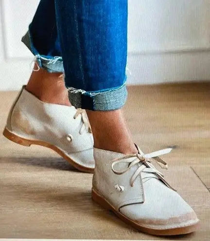 Beek Two Birds Bunting Chukka Booties Boots Handmade Leather Sanded White 8.5