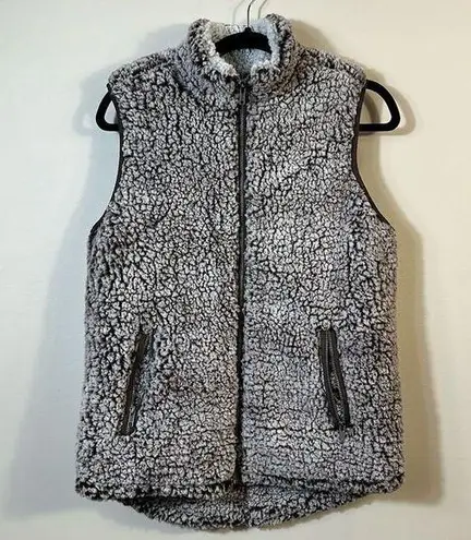 Thread + Supply Brown Off White Sleeveless Sherpa Vest Women Size Small