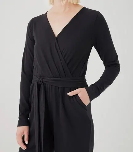 Pact Luxe Jersey Wrap Jumpsuit - Black - Large