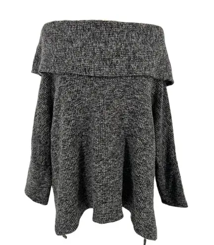 Bobi Los Angeles Off-Shoulder Half Sleeve Knit Top Charcoal Gray Size Medium