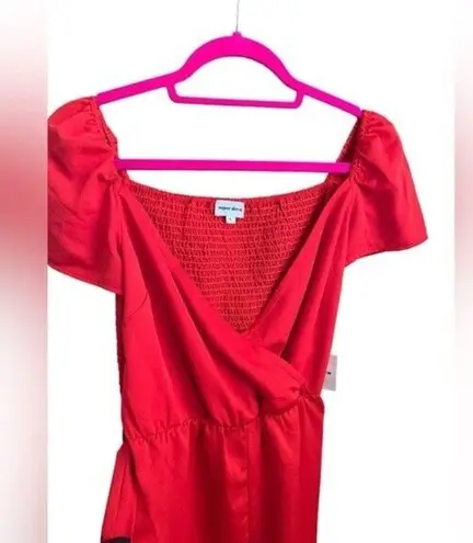 Revolve NWT  Superdown Red Surplice Short Sleeve Smocked Back Romper Small thumbnail 6