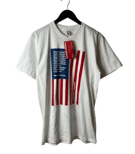 Urban Outfitters NEW American Apparel Immigration T Shirt White Large L USA Countries Graphic Tee