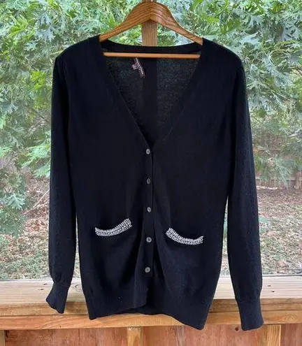 Adrienne Vittadini  Black 100% Cashmere Cardigan Sweater Size M