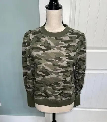 Banana Republic  Camo puff shoulder pullover sweatshirt size XS