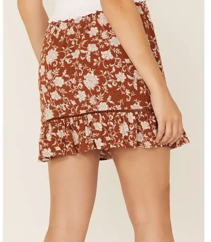 Shyanne WOMEN'S FLORAL DOT PRINT BUTTON FRONT SKIRT -Small - EUC