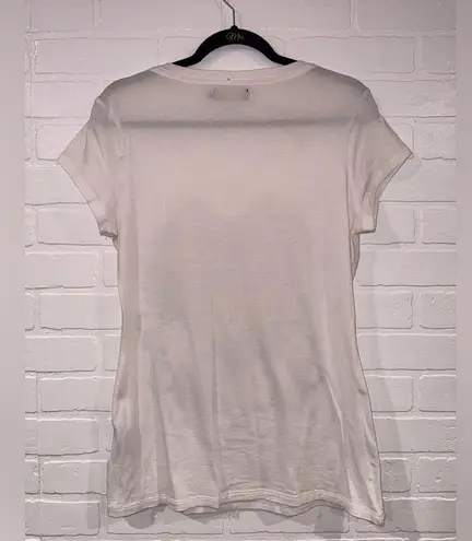 COOGI White and Gold Graphic Cap Sleeve Y2K Tee