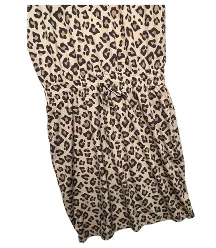 Duck Treads Dress Womens Large Brown Leopard Short Sleeve Lightweight Blouson