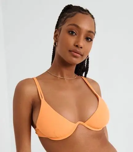 Garage Orange Double Strap Ribbed V-Wire Bikini Top - L