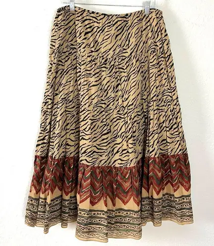 Ralph Lauren Vintage Lauren  Tiered Midi Maxi Skirt Large Western Bohemian Fall