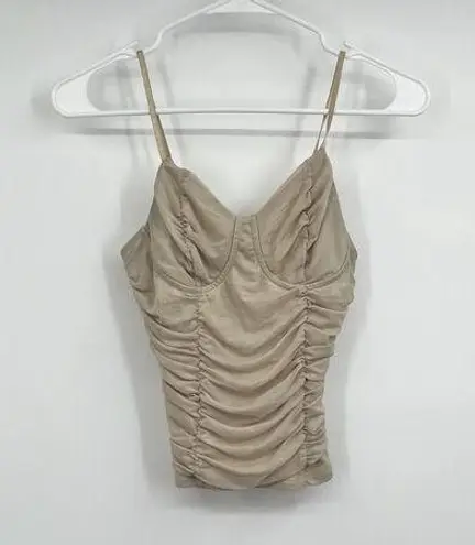 Just Polly M Corset Top Boho Festival Hippie Renaissance Fairygoth Fairy Grunge Tan Size M