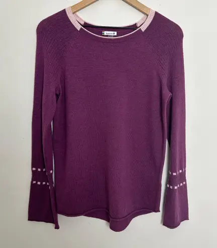 Smartwool - Bell Sleeve Crew Sweater in Sangria Heather Merino Wool Blend