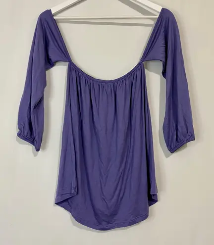 Amerikan Basics Women’s Off The Shoulder Loose Tee Purple NWT