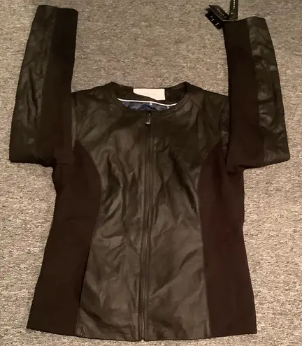 T Tahari NWT Leather & Knit Jacket