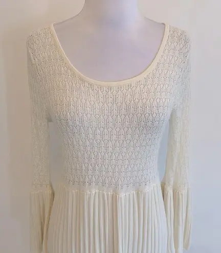 Sundance Josalyn Ivory Crochet Bell Sleeve Sweater Dress