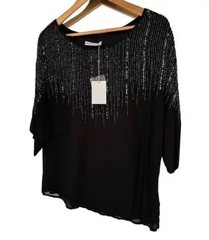 Chelsea Flower Beaded Sequins Formal Top NWT Size Large Mutlicolor Shine