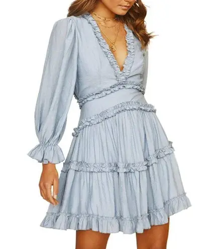 Entro trendy v-neck tiered ruffle dress open back