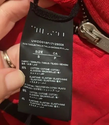 BEN TAVERNITI UNRAVEL PROJECT Red Hoodie Bodysuit Small