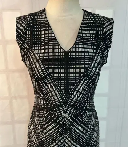 Reiss Nadine checkered black white sheath dress size 10