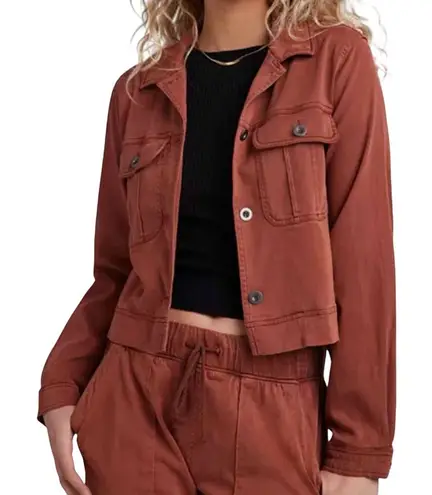 Bella Dahl Flap Pocket Cropped Utility Jacket Size Small Autumn Amber