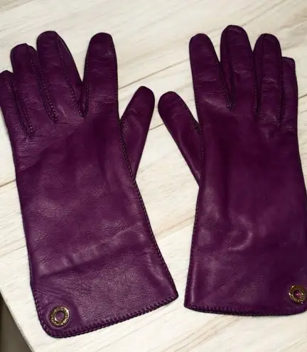 Loro Piana Purple Kidskin LEATHER/CASHMERE LINING GLOVES Med Made In Italy