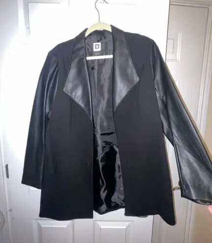 Anne Klein Black Blazer With Leather Detail