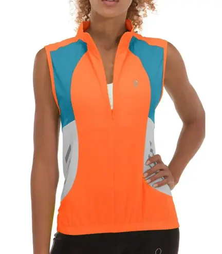 Little Donkey Andy 1/2 Zip Cycling Vest Size Medium Reflective Breathable Womens Orange