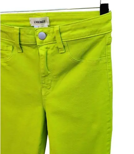 L'Agence NWT  Womens Size 25 Margot High-Rise Ankle Skinny Neon Green Jeans