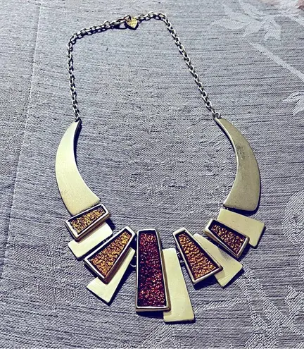 Dolce Vita Vintage Costume Bib Style Necklace Gold