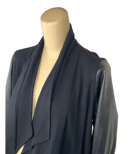 Fifteen Twenty Faux Leather Contrast Jacket in Black Medium as-is