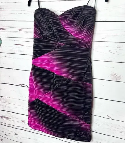 Bailey blue Strapless Black & Pink Textured Mini Dress Size Medium