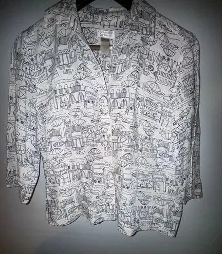 Christopher & Banks  beach wrinkle free button up short sleeve shirt Size small