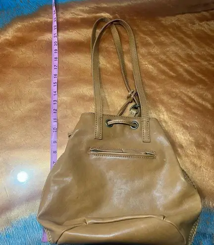 Lucky Brand  Brown Leather Hobo Bucket Bag Carmel tan brown