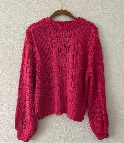 Alya  Pink Dolman Sleeve Sweater Size Medium Open Knit